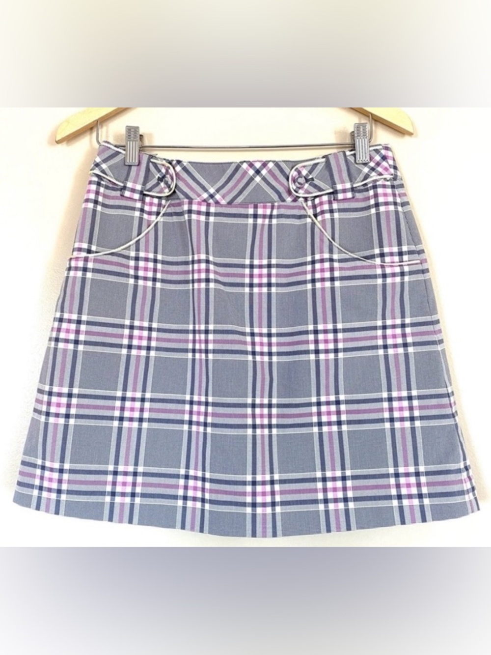 Cutter & Buck Plaid skirt Gray White Pink Size 4 Skirt Tennis In style